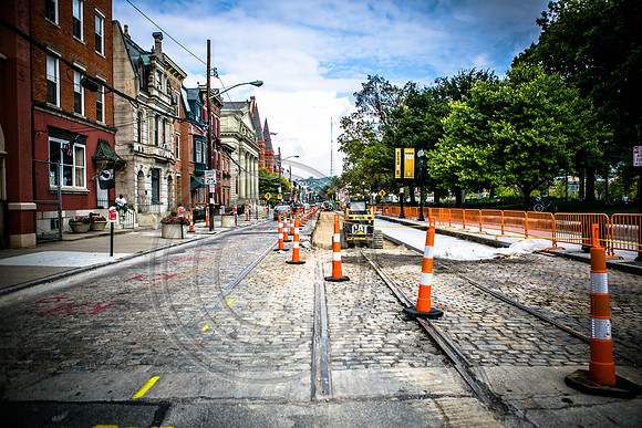 Elm Street OTR New and old Streetcar Tracks